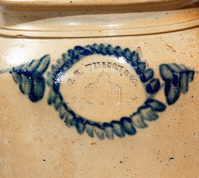 Extremely Rare T.H. WILLSON & CO. / HARRISBURG, PA Stoneware Jar w/ Capitol Stamp, c1852