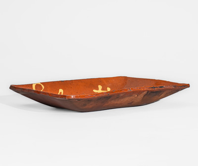 Exceedingly Rare Norwalk, CT Redware Loaf Dish: "Lafayette & Jackson"