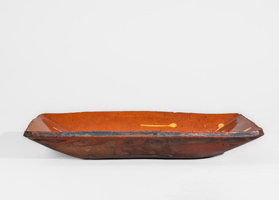 Exceedingly Rare Norwalk, CT Redware Loaf Dish: "Lafayette & Jackson"