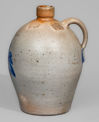 D.P. SHENFELDER / READING, PA Stoneware Jug w/ Cobalt Floral Decoration