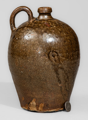 Edgefield District, SC Alkaline-Glazed Stoneware Jug, third quarter 19th century