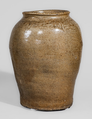 Alkaline-Glazed Stoneware Jar Inscribed "C," attrib. Pottersville Stoneware Manufactory, Edgefield District, SC