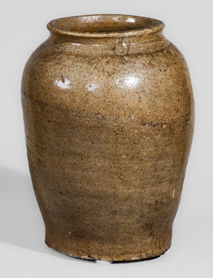 Alkaline-Glazed Stoneware Jar Inscribed "C," attrib. Pottersville Stoneware Manufactory, Edgefield District, SC