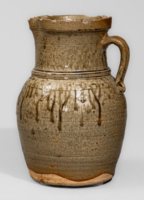 Attrib. W.F. Hahn, Trenton, Edgefield District, SC Alkaline-Glazed Stoneware Pitcher