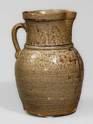 Attrib. W.F. Hahn, Trenton, Edgefield District, SC Alkaline-Glazed Stoneware Pitcher