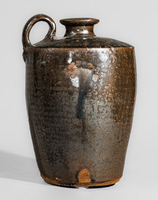 Miles Mill Pottery, Edgefield District, SC Alkaline-Glazed Stoneware Jug, c1870