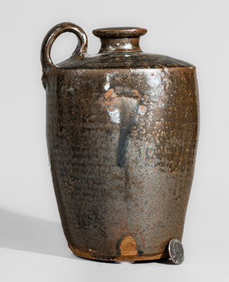 Miles Mill Pottery, Edgefield District, SC Alkaline-Glazed Stoneware Jug, c1870