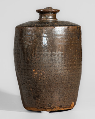 Miles Mill Pottery, Edgefield District, SC Alkaline-Glazed Stoneware Jug, c1870