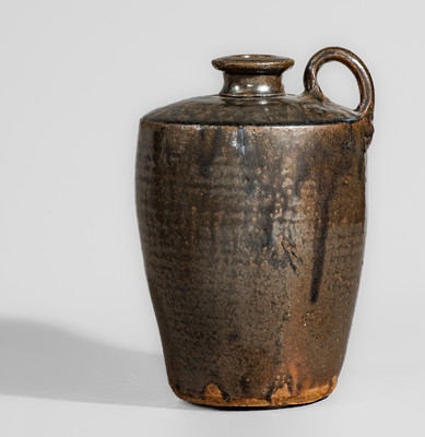 Miles Mill Pottery, Edgefield District, SC Alkaline-Glazed Stoneware Jug, c1870