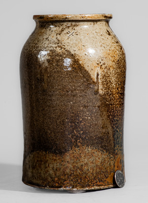 Alkaline-Glazed Stoneware Jar Stamped "X," Edgefield District or Columbia, SC