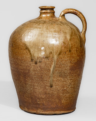 Edgefield District, SC Alkaline-Glazed Stoneware Jug, mid 19th century