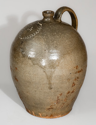 Attrib. Thomas Chandler, Edgefield District, SC Four-Gallon Stoneware Jug w/ Kaolin Slip Decoration, c1850