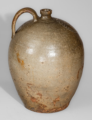 Attrib. Thomas Chandler, Edgefield District, SC Four-Gallon Stoneware Jug w/ Kaolin Slip Decoration, c1850