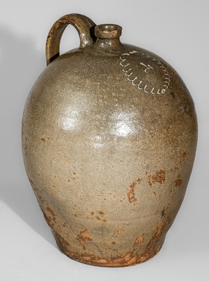 Attrib. Thomas Chandler, Edgefield District, SC Four-Gallon Stoneware Jug w/ Kaolin Slip Decoration, c1850