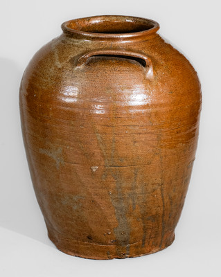 Edgefield District, SC Five-Gallon Alkaline-Glazed Stoneware Jar w/ Impressed Horseshoe