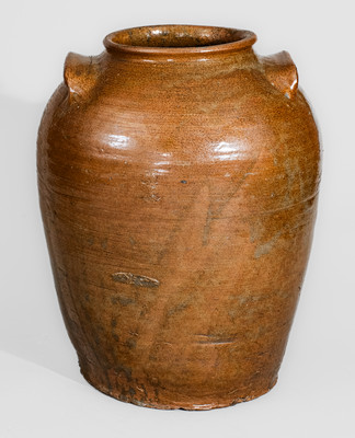 Edgefield District, SC Five-Gallon Alkaline-Glazed Stoneware Jar w/ Impressed Horseshoe