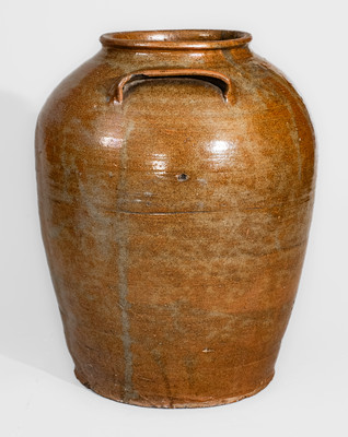 Edgefield District, SC Five-Gallon Alkaline-Glazed Stoneware Jar w/ Impressed Horseshoe