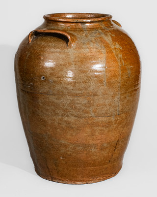 Edgefield District, SC Five-Gallon Alkaline-Glazed Stoneware Jar w/ Impressed Horseshoe