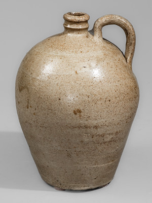 Very Rare Small-Sized Edgefield Dist, SC Stoneware Jug Impressed "P" Five Times, c1825
