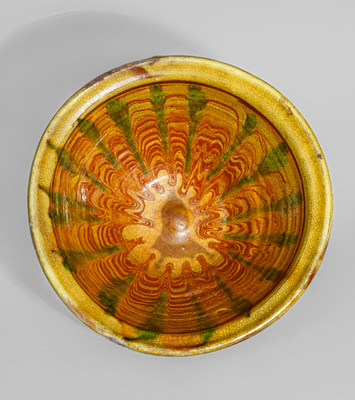 Fine Redware Bowl w/ Multi-Colored Slip Decoration, 19th century