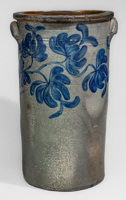 Extremely Rare Beaver, PA Stoneware Umbrella Stand w/ Elaborate Cobalt Floral Decoration