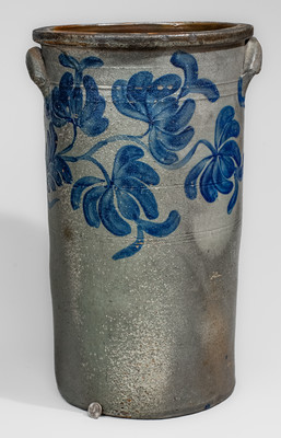 Extremely Rare Beaver, PA Stoneware Umbrella Stand w/ Elaborate Cobalt Floral Decoration