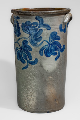 Extremely Rare Beaver, PA Stoneware Umbrella Stand w/ Elaborate Cobalt Floral Decoration