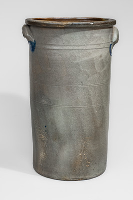 Extremely Rare Beaver, PA Stoneware Umbrella Stand w/ Elaborate Cobalt Floral Decoration