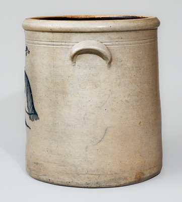 Rare and Fine Six-Gallon Ohio Stoneware Crock w/ Cobalt Horse Head Decoration, c1875