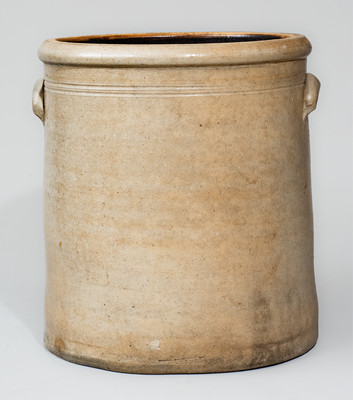 Rare and Fine Six-Gallon Ohio Stoneware Crock w/ Cobalt Horse Head Decoration, c1875