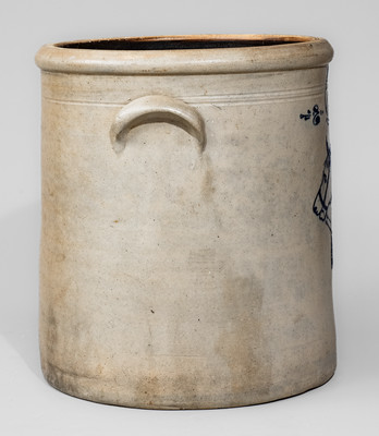 Rare and Fine Six-Gallon Ohio Stoneware Crock w/ Cobalt Horse Head Decoration, c1875