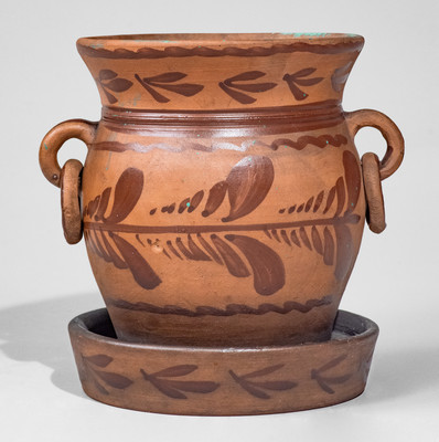 Fine Tanware Flowerpot, New Geneva or Greensboro, PA, circa 1885