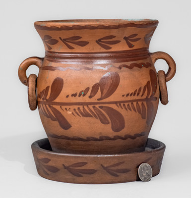 Fine Tanware Flowerpot, New Geneva or Greensboro, PA, circa 1885
