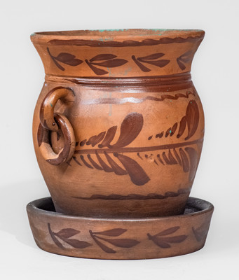 Fine Tanware Flowerpot, New Geneva or Greensboro, PA, circa 1885