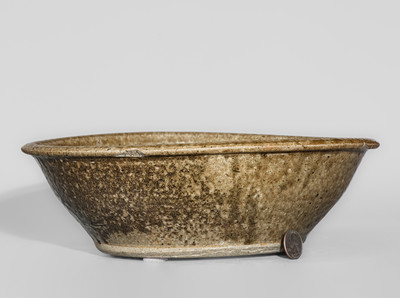 Edgefield District, SC Alkaline-Glazed Stoneware Bowl, third quarter 19th century