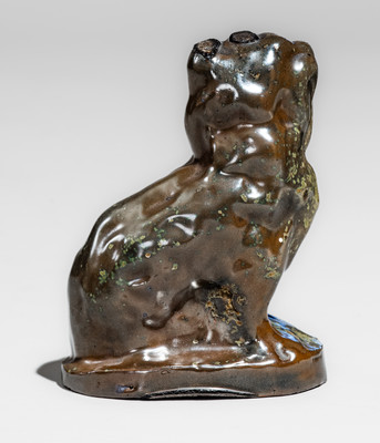 Diminutive Glazed Stoneware Spaniel, probably Midwestern