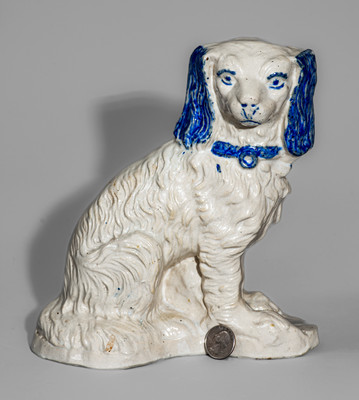 Fine Cobalt-Decorated Stoneware Spaniel, probably Ohio, late 19th century