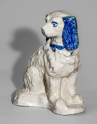 Fine Cobalt-Decorated Stoneware Spaniel, probably Ohio, late 19th century