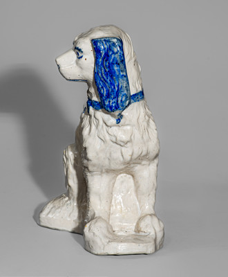 Fine Cobalt-Decorated Stoneware Spaniel, probably Ohio, late 19th century