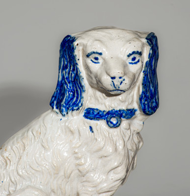 Fine Cobalt-Decorated Stoneware Spaniel, probably Ohio, late 19th century