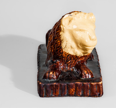 Rockingham-Glazed Ohio Pottery Lion Doorstop, fourth quarter 19th century