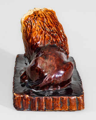 Rockingham-Glazed Ohio Pottery Lion Doorstop, fourth quarter 19th century