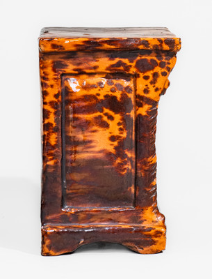 Manganese-Decorated Redware Dresser Bank, probably Pennsylvania