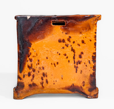 Manganese-Decorated Redware Dresser Bank, probably Pennsylvania