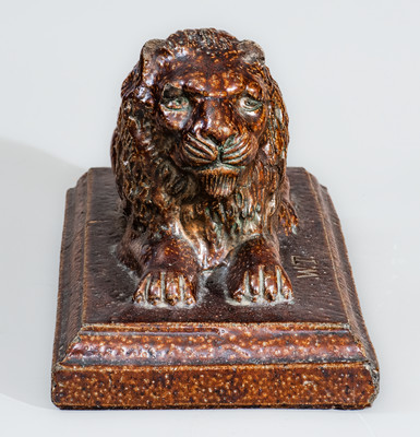 Ohio Sewer Tile Lion Doorstop, Inscribed "W.T.," late 19th century