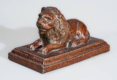 Ohio Sewer Tile Lion Doorstop, Inscribed "W.T.," late 19th century