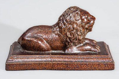 Ohio Sewer Tile Lion Doorstop, Inscribed "W.T.," late 19th century