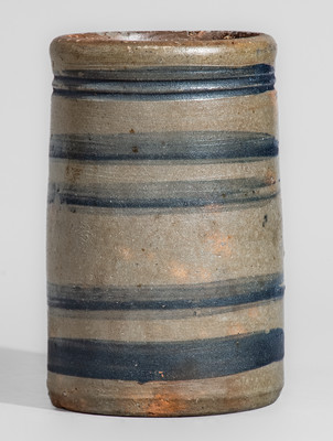 Western PA Stoneware Canning Jar w/ Cobalt Stripe Decoration
