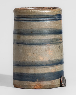 Western PA Stoneware Canning Jar w/ Cobalt Stripe Decoration