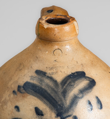 HIGGINS & CO / CLEVELAND, Ohio Stoneware Jug, circa 1840